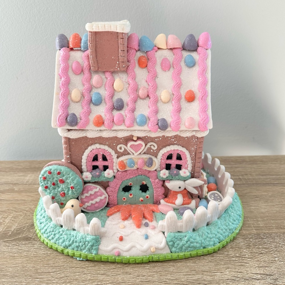 Big Easter Gingerbread Polymer Clay Decorative House Spring